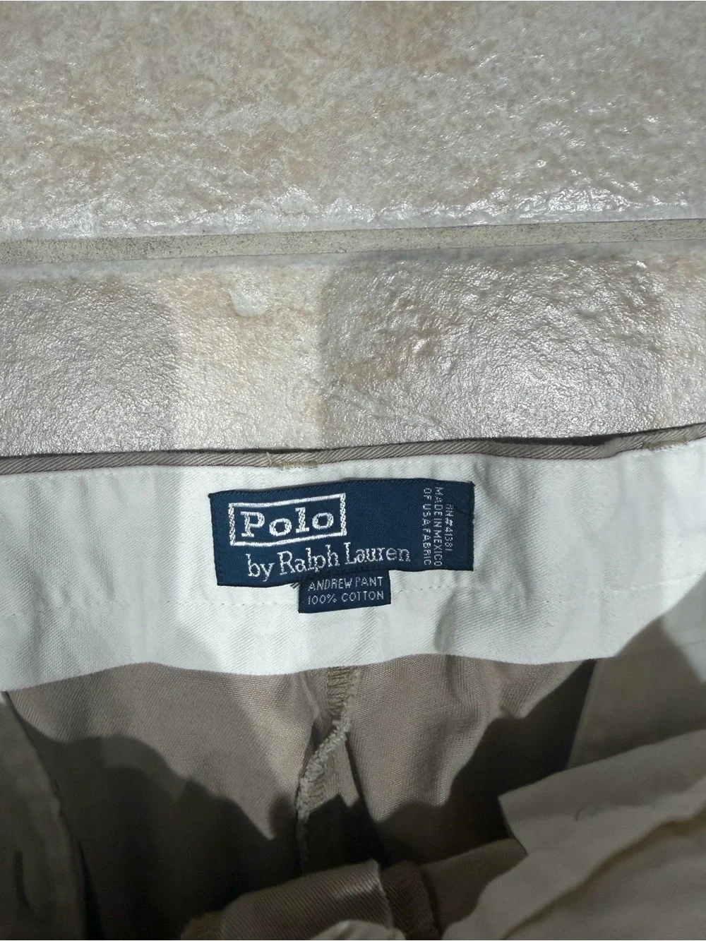 Polo Ralph Lauren Pants Mens 36x32 Beige Andrew Chino Pleated Classic Fit